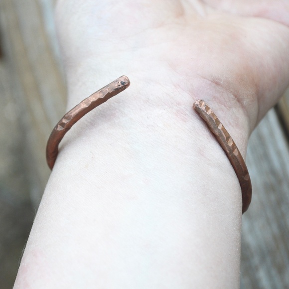 Red Coral Copper Wire Wrapped Solid Cuff Bracelet Handmade Boho  Gift Hippie - Picture 7 of 7